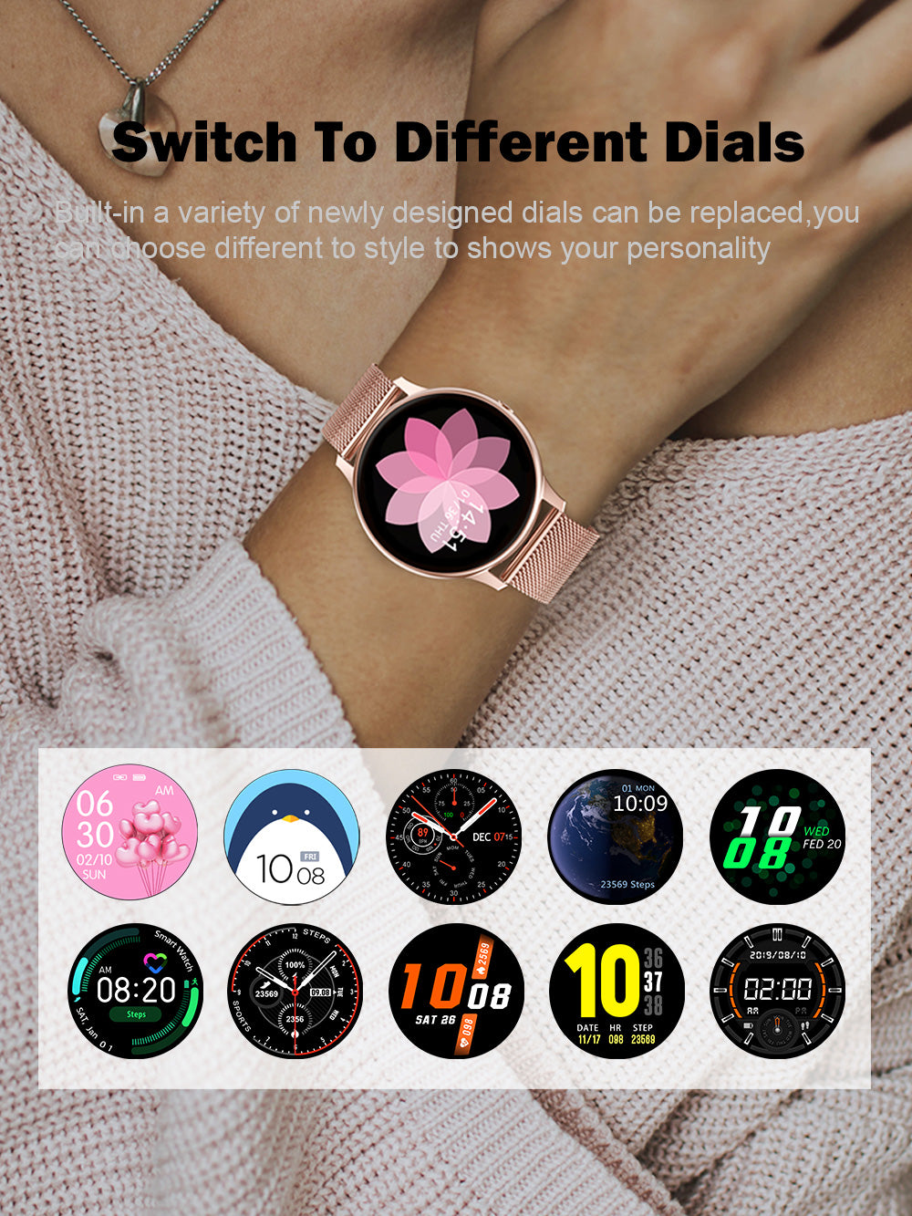 Full Touch Smart Watch Women Waterproof Bracelet ECG Heart Rate Monitor Sleep Monitoring Smartwatch
