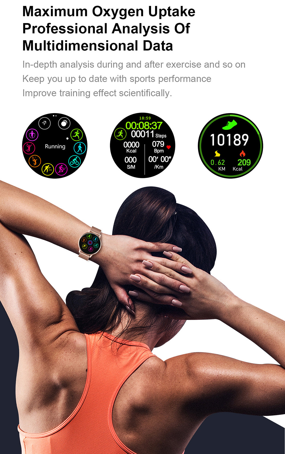 Full Touch Smart Watch Women Waterproof Bracelet ECG Heart Rate Monitor Sleep Monitoring Smartwatch
