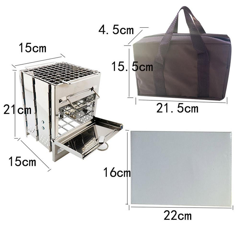 Burning Camp Stove Folding Stainless Steel BBQ Outdoor Survival Cookware