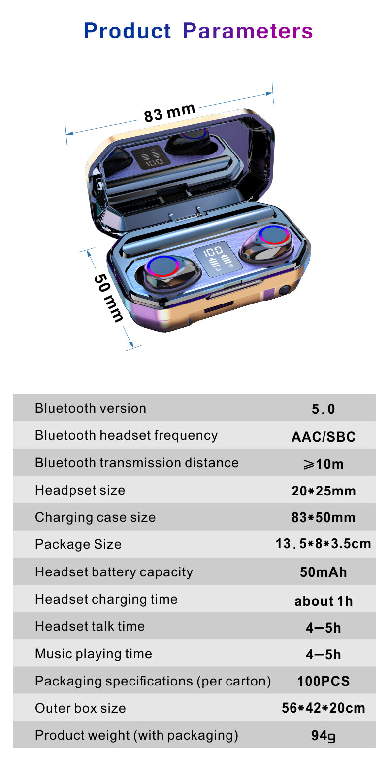 Wireless Bluetooth Earphone with Microphone Sports Waterproof Wireless Headphones