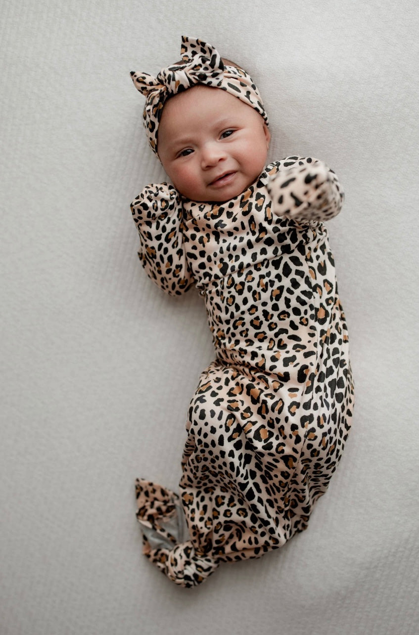Leopard Knotted Gown & Bow