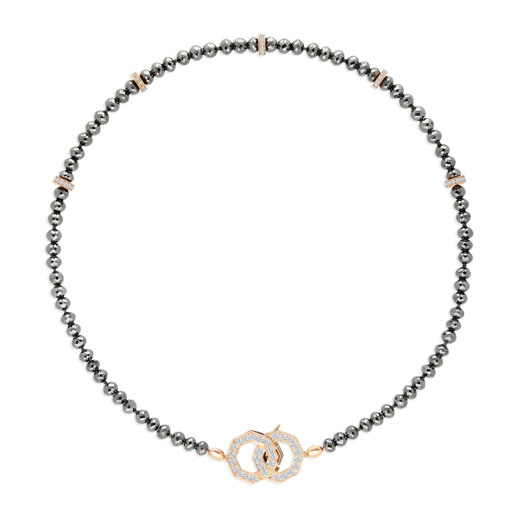 Black Diamond Beaded Necklace - 92.18 Carat