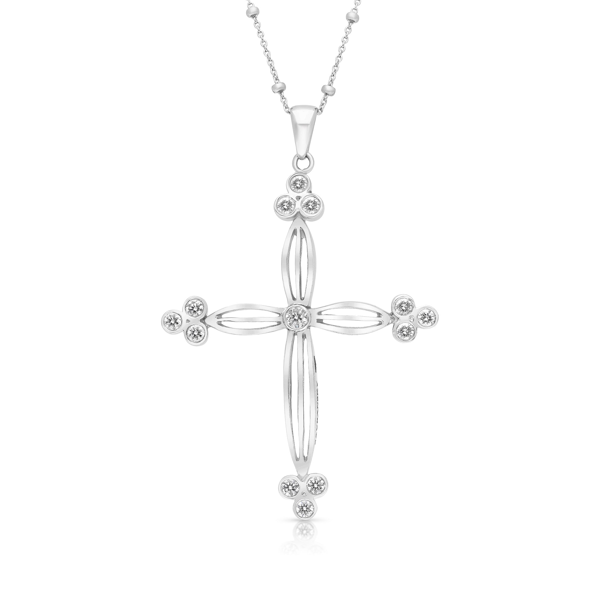 Trio Flared Edge Cross Pendant - .70 Carat