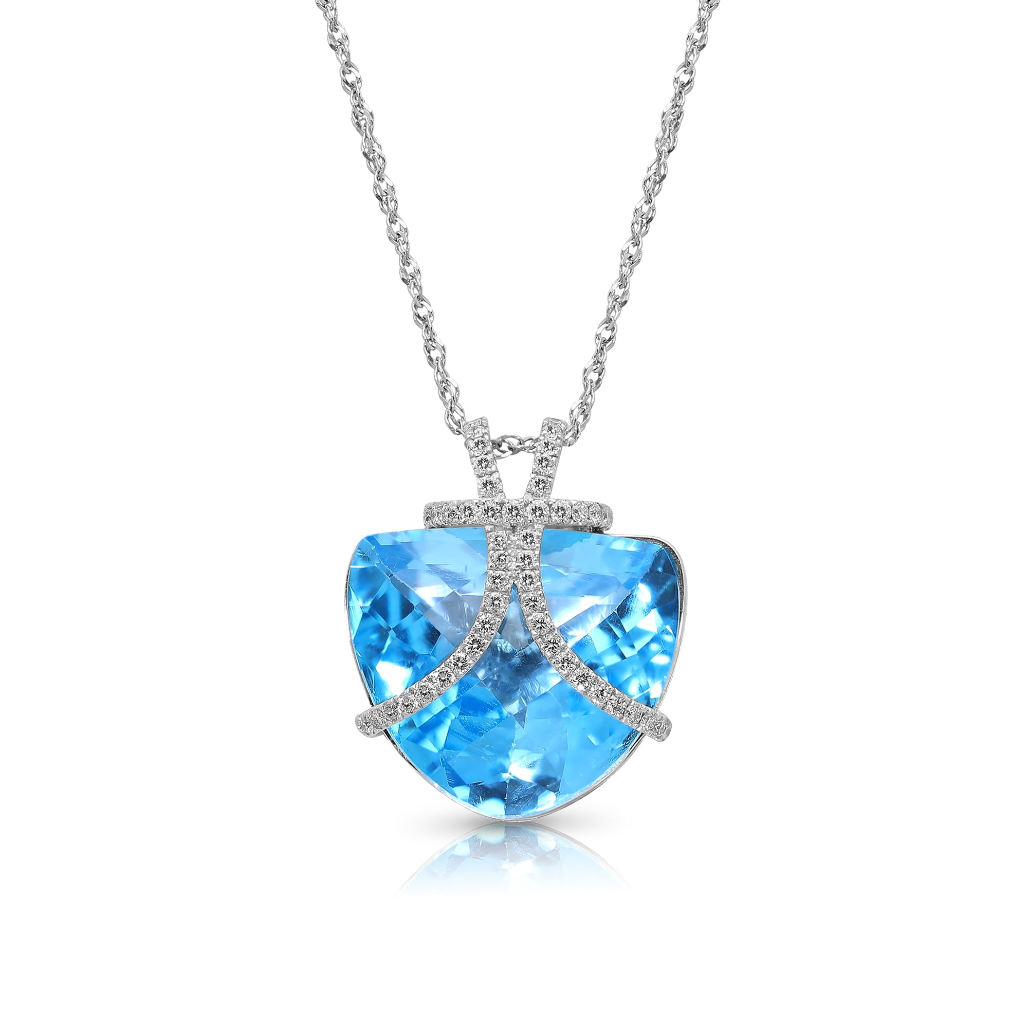 Natural Blue Topaz Pendant Necklace - 16 Carat