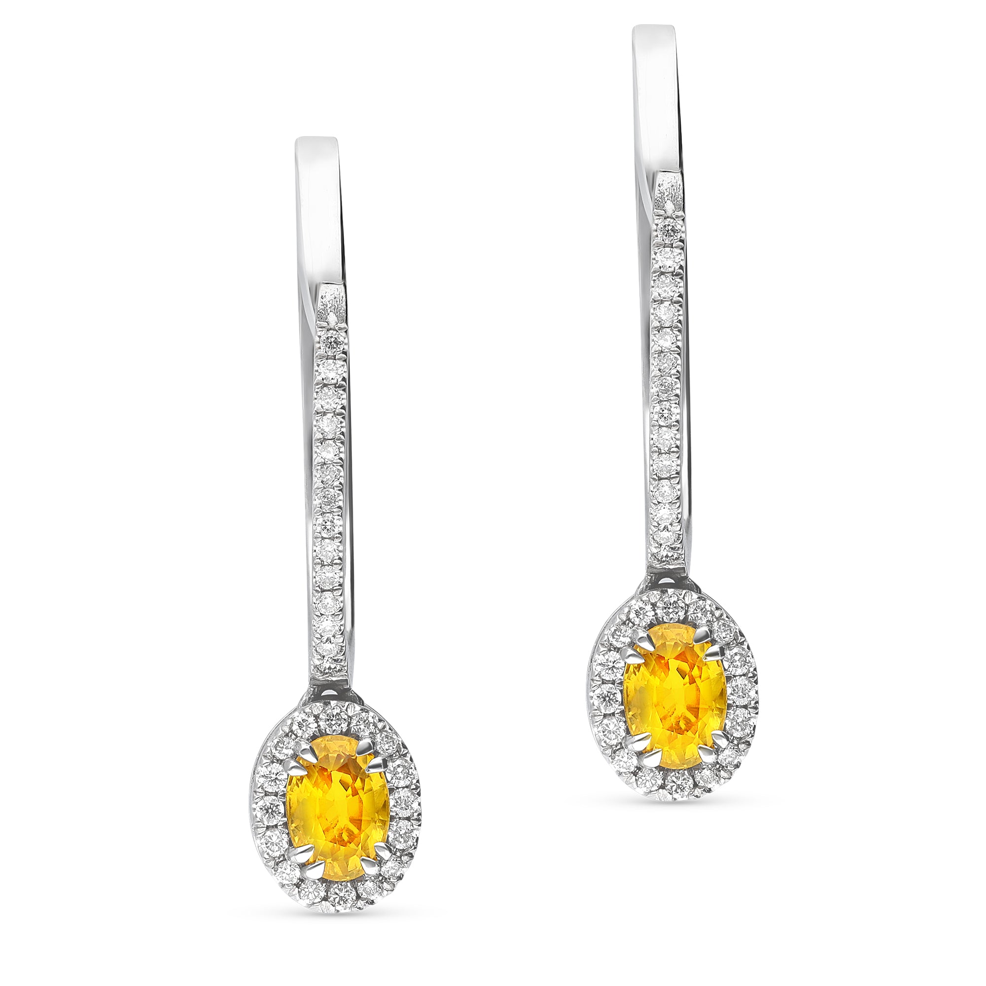 Yellow Sapphire Diamond Drop Earrings - 1.6 Carat