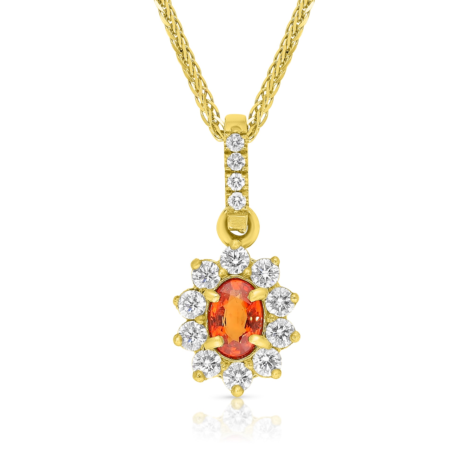 Orange Sapphire Flower Shaped Pendant - 1.01 Carat