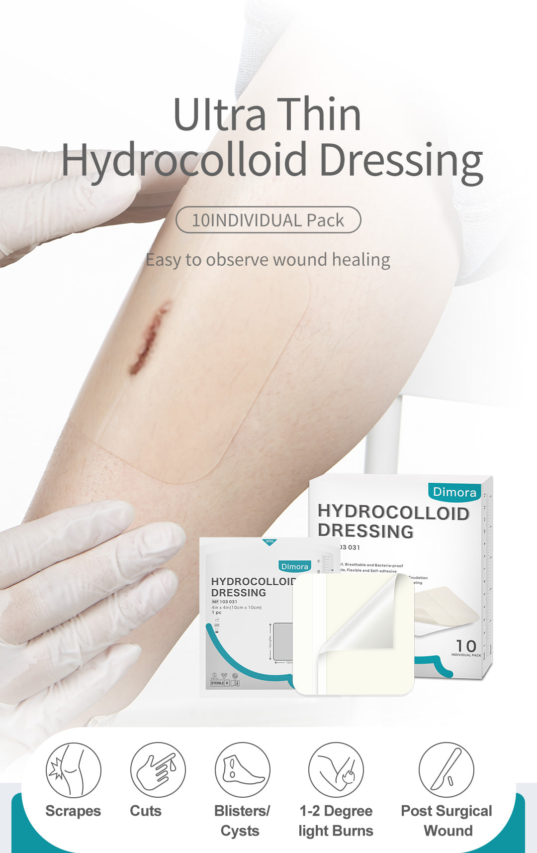 Dimora large hydrocolloid dressing ultra thin