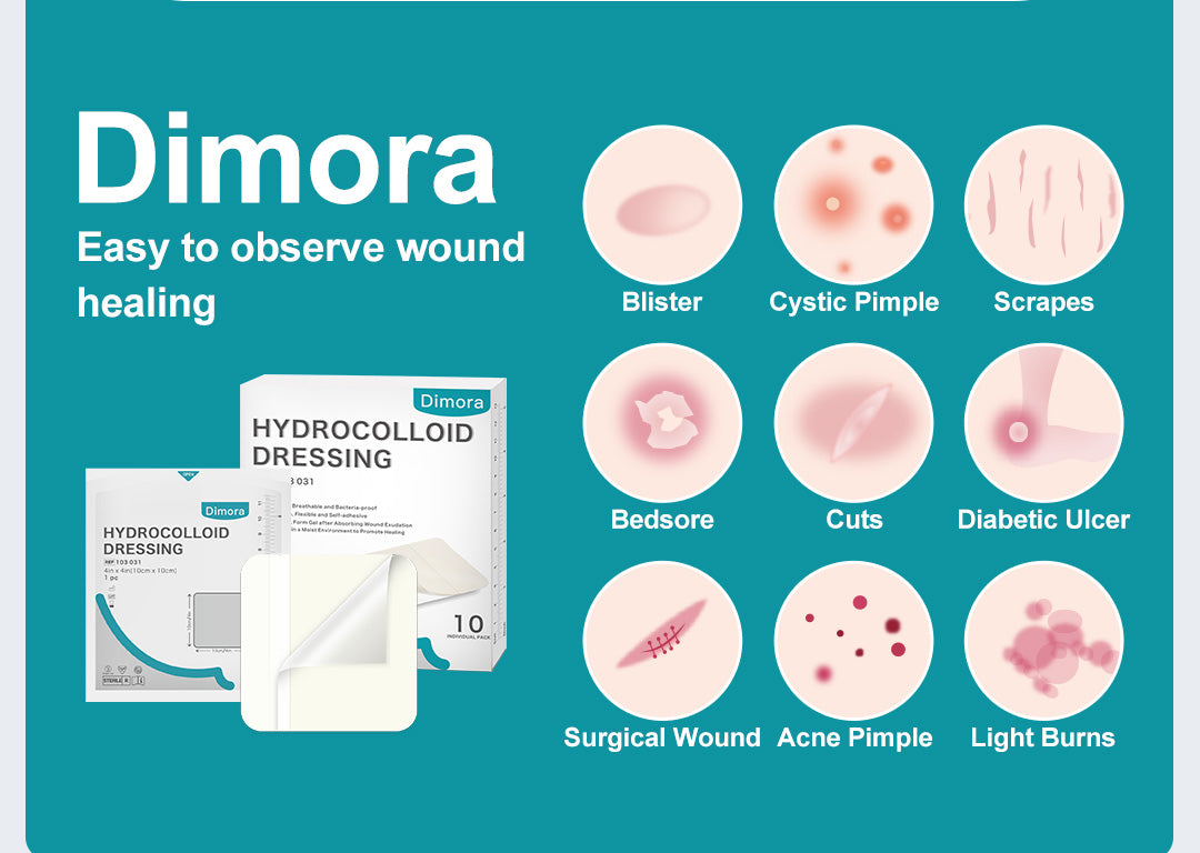 Dimora large hydrocolloid dressing easy to observe wound healing