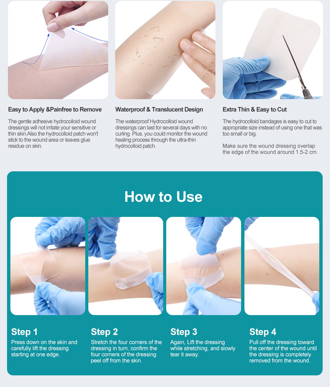 How to use Dimora extra large hydrocolloid dressings