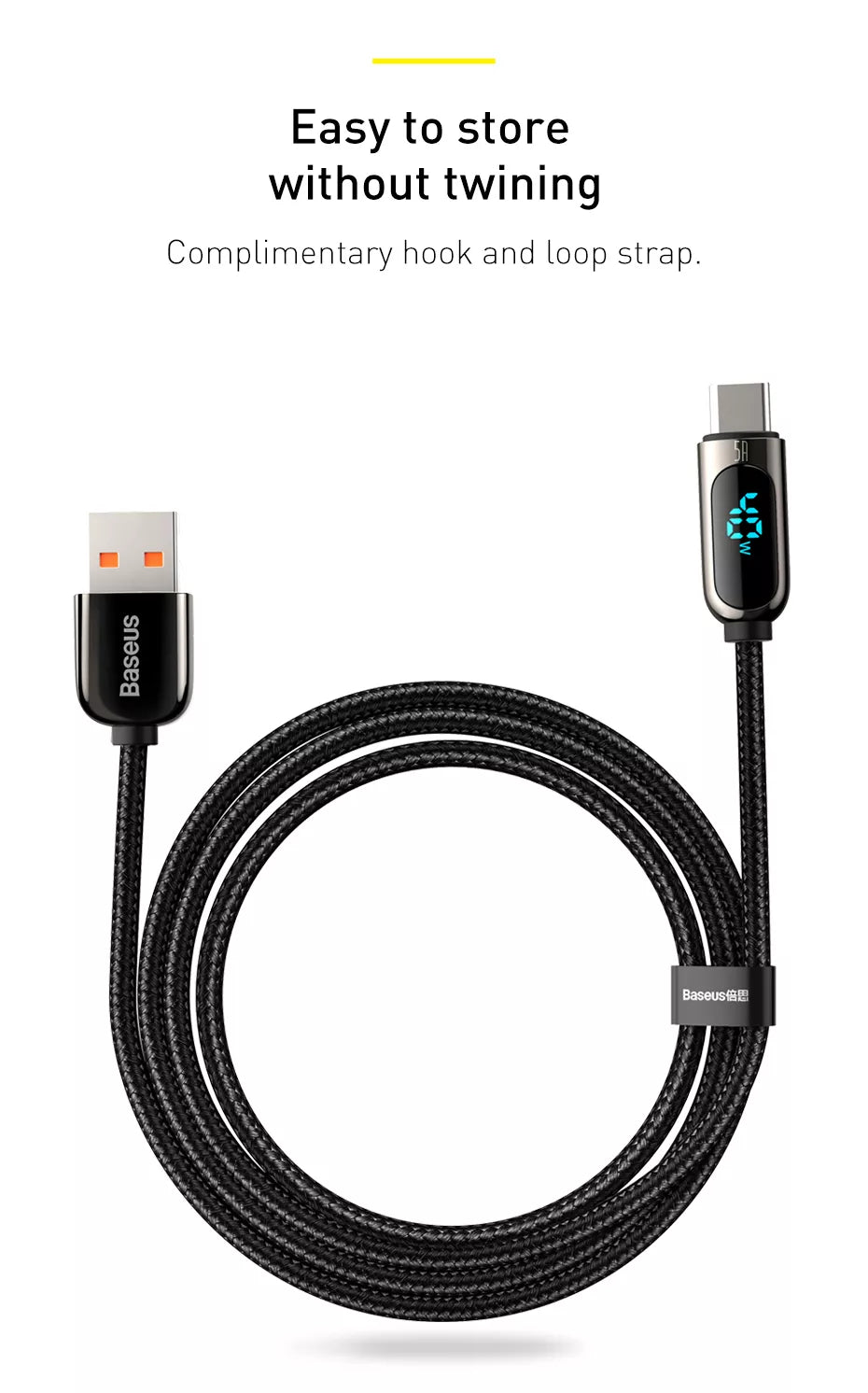Display Fast Charging Data Cable USB to Type C 5A 12