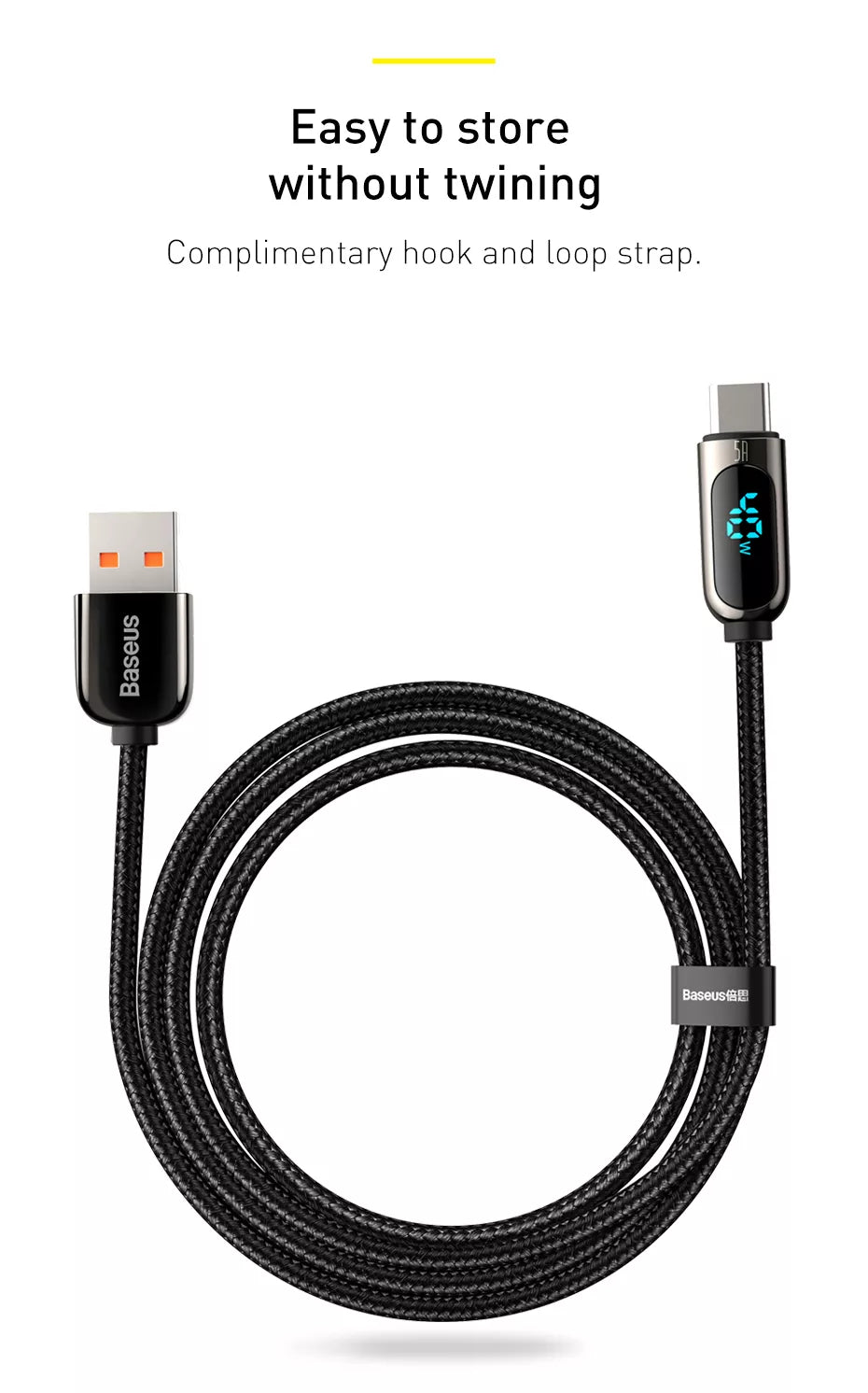 Baseus Digital Display Fast Charging USB to Type-C Cable 15 Display Fast Charging Data Cable USB to Type C 5A 12
