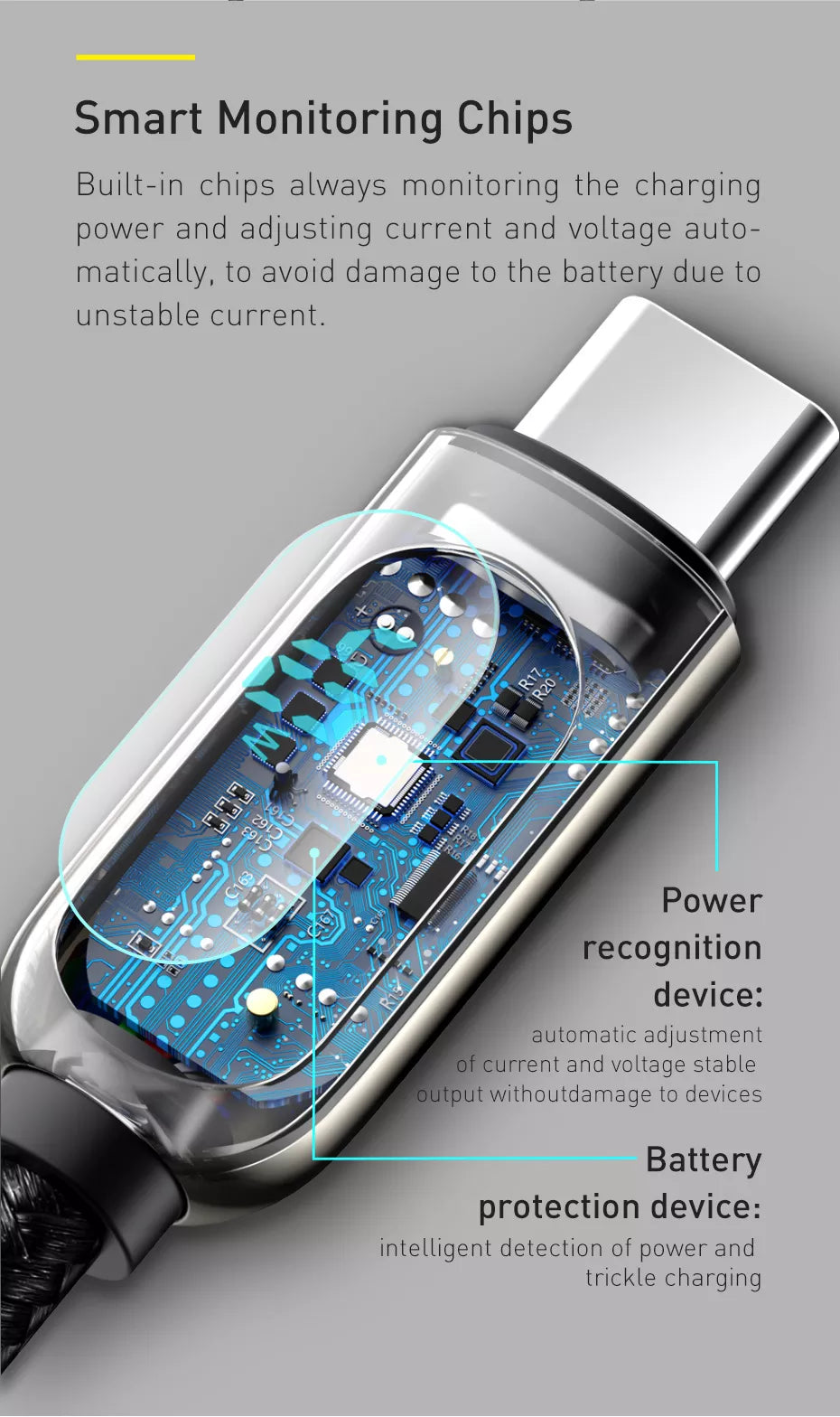 Baseus Digital Display Fast Charging USB to Type-C Cable 8 Display Fast Charging Data Cable USB to Type C 5A 5