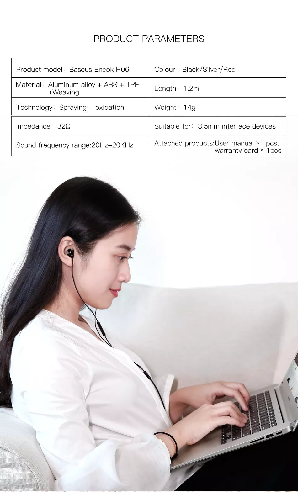 Baseus Encok H06 Lateral In ear Wire Earphone hyselec