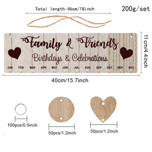 Mission Wooden Family Birthday Reminder Calendar Board