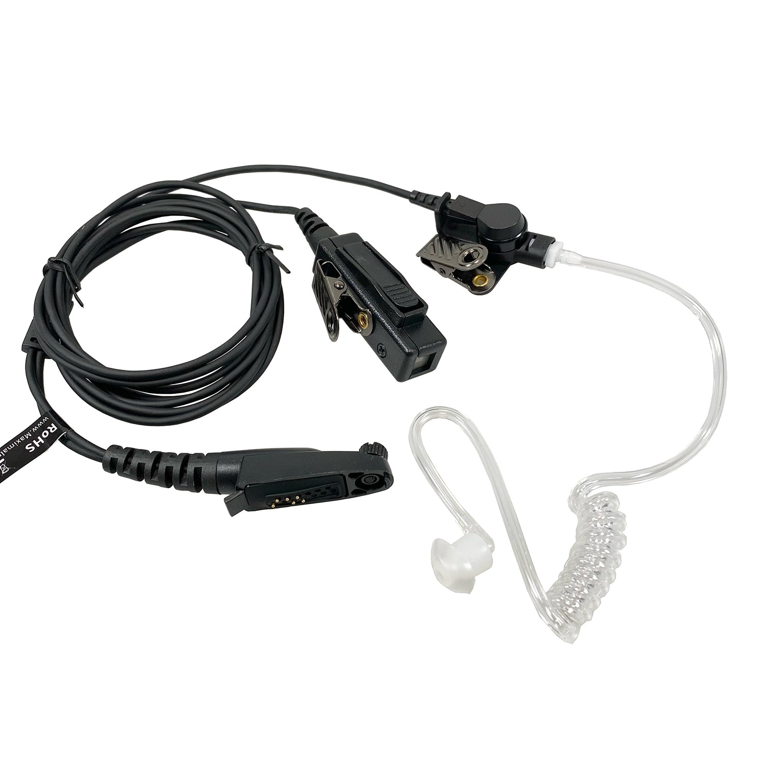 2-Wire Headset kit Clear Coil Tube Earbud & PTT Mic for MOTOROLA EX500 EX600