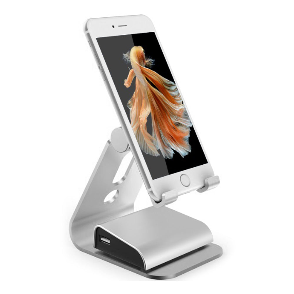 Aluminum Desk Stand with Adjustable View Angles for Smartphones & Tablets (Silver/Gold)