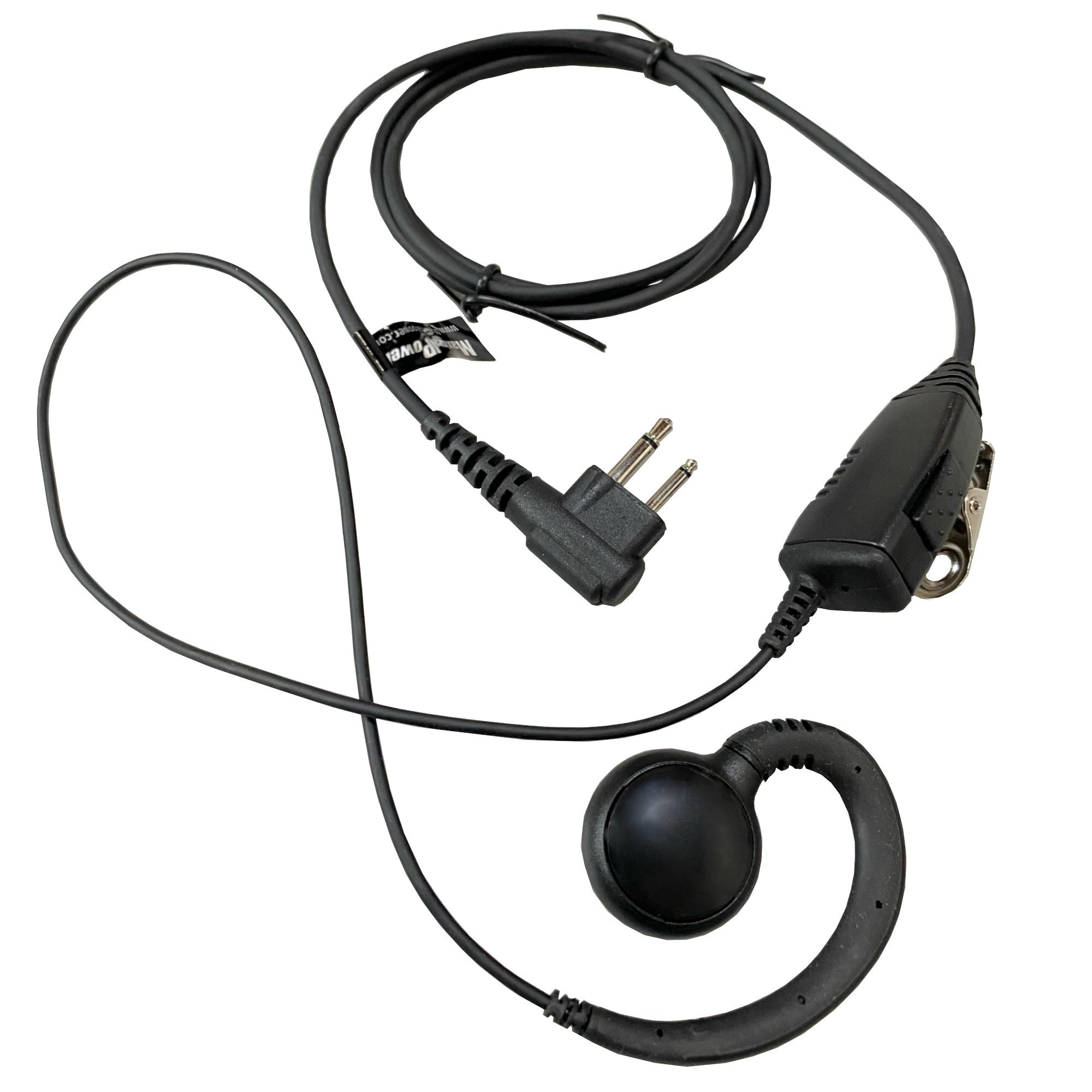 C-Style Ear Loop Headset PTT Mic for MOTOROLA 2-Pin Radio w/ Reinforced Cable