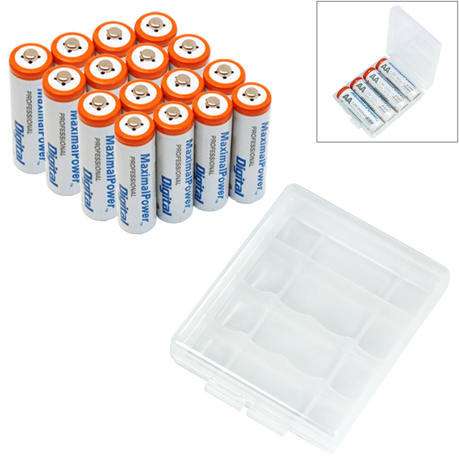 MaximalPower AAA Rechargeable Batteries 1200mAh High Capacity Performance & Long Lasting Per-Charged Ni-MH Triple A Battery 1.2V, Pack of 4 (Includes Free Case)