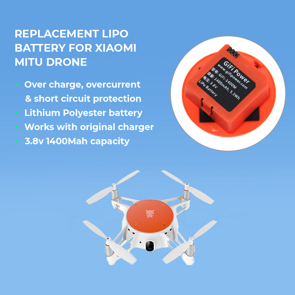 MaximalPower 3.8v 1400mAh LiPo Battery for Xiaomi MiTu Drone RC Quadcopter