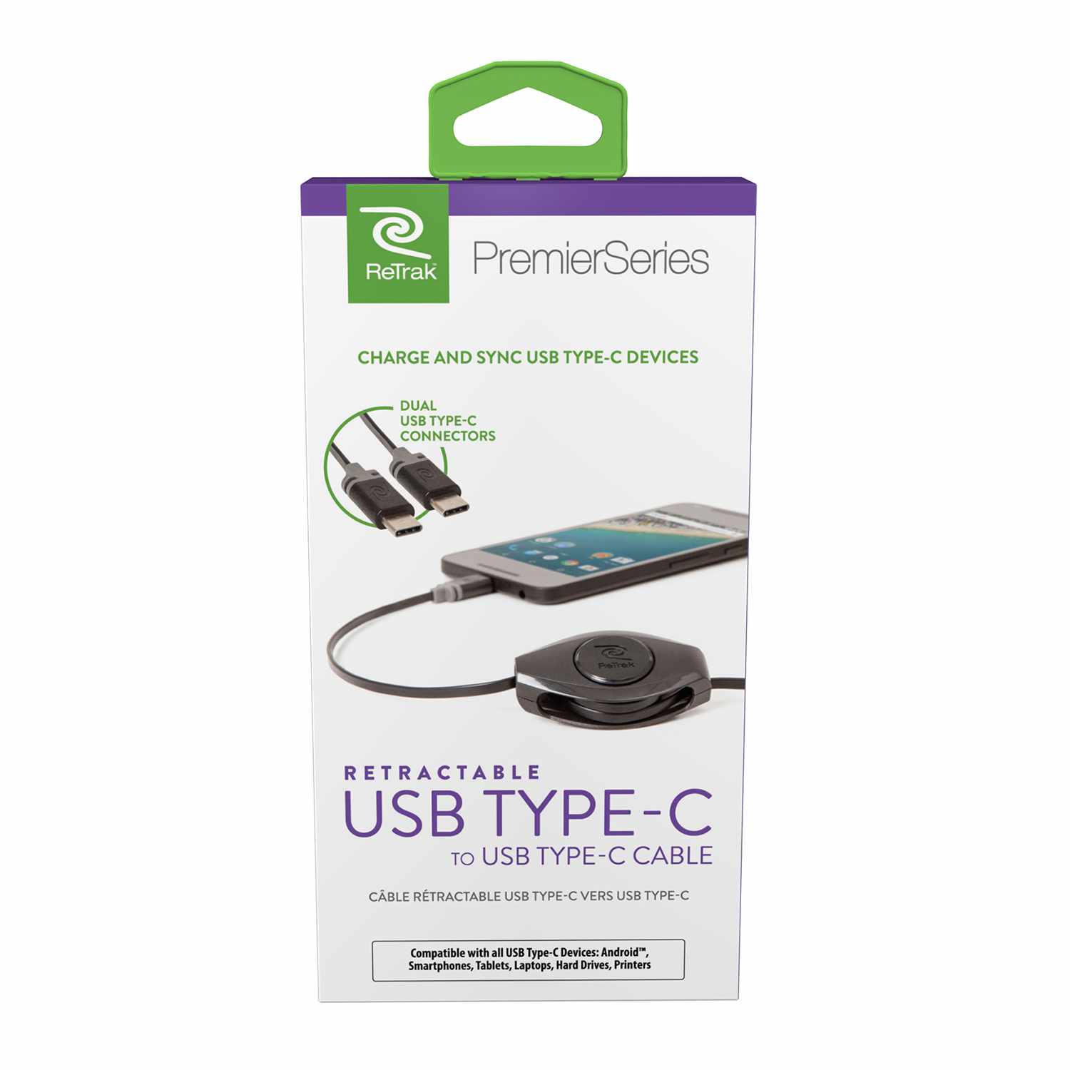 Helix/Retrak Retractable Premier USB-C to USB-C Cable