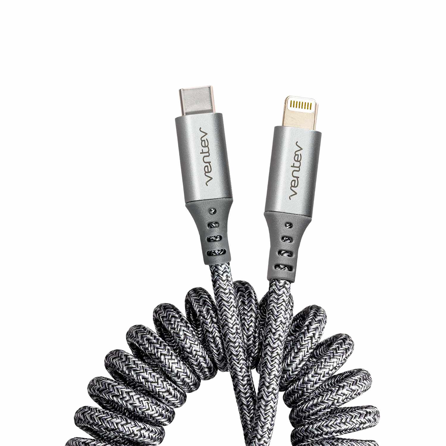 Ventev Charge/Sync Coiled USB-C to USB-C Cable 3ft