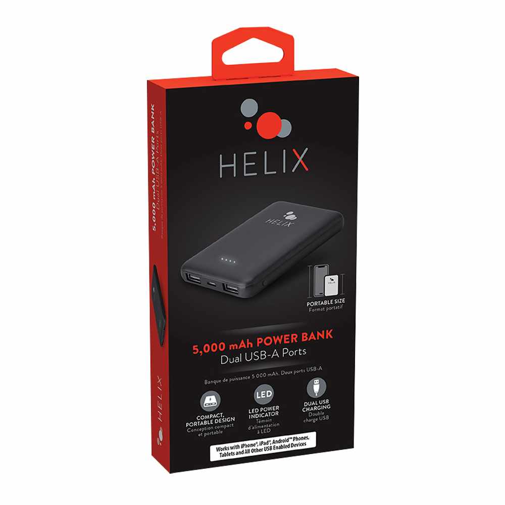 Helix/Retrak Power Bank 5000 mAh with Dual USB-A Ports