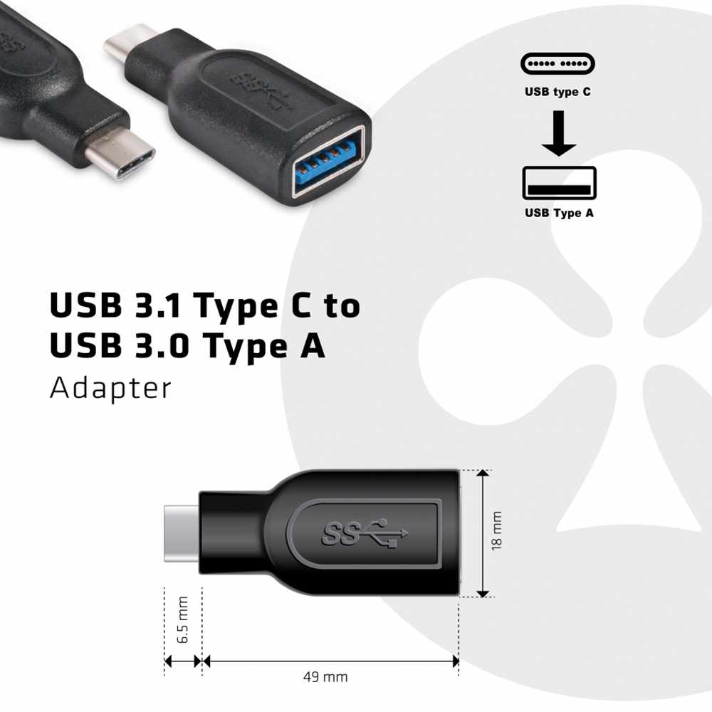 Club3D USB-C 3.1 Gen 1 Male to USB 3.1 Gen 1 Female adapter