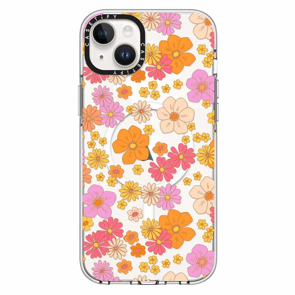 Casetify Impact Case with MagSafe iPhone 14 Plus Retro Boho Hippie Flowers
