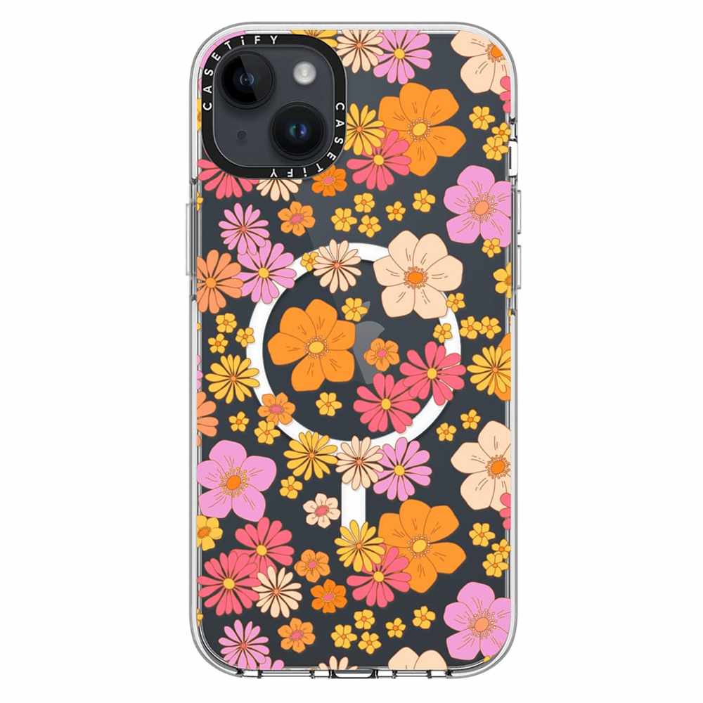 Casetify Impact Case with MagSafe iPhone 14 Plus Retro Boho Hippie Flowers