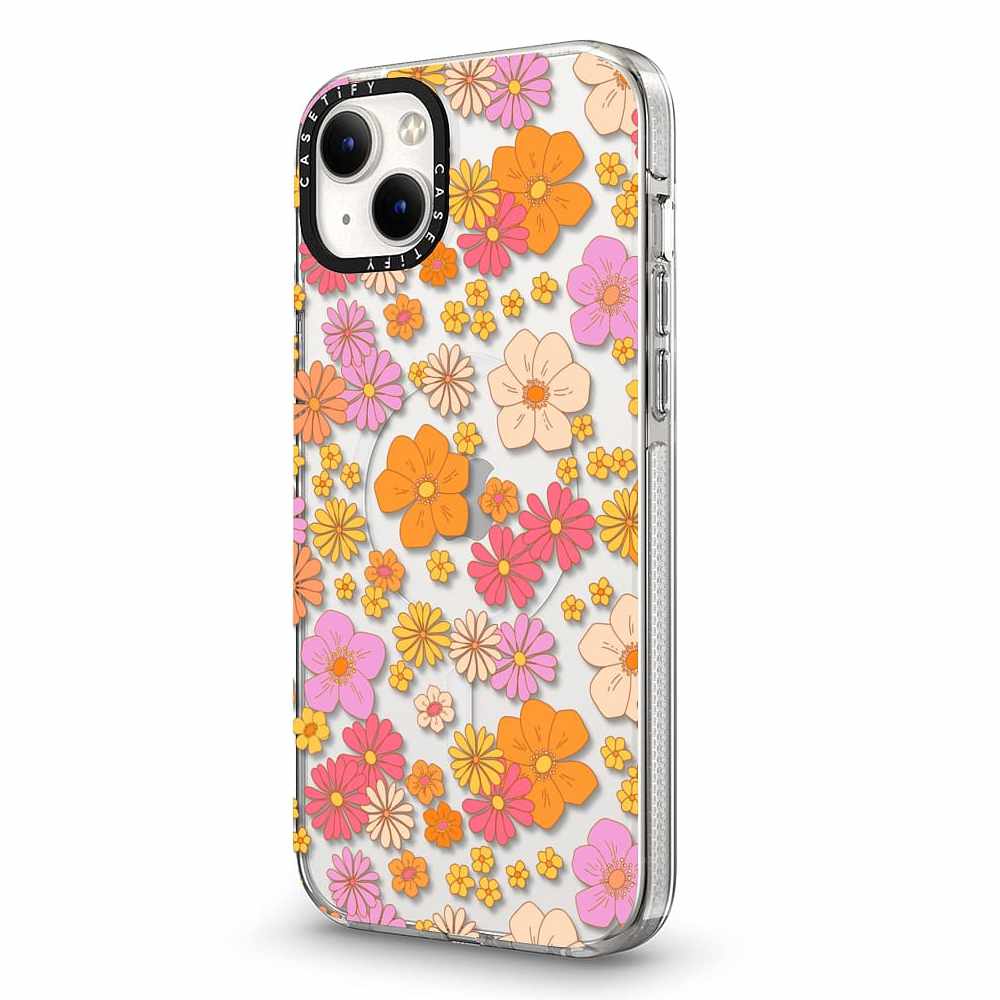 Casetify Impact Case with MagSafe iPhone 14 Plus Retro Boho Hippie Flowers
