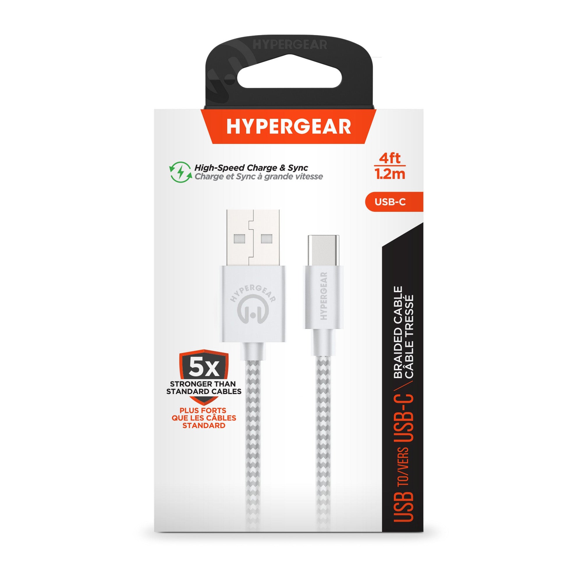HyperGear 4 ft. (120cm) USB-A to USB-C Braided Charge and Sync Cable -