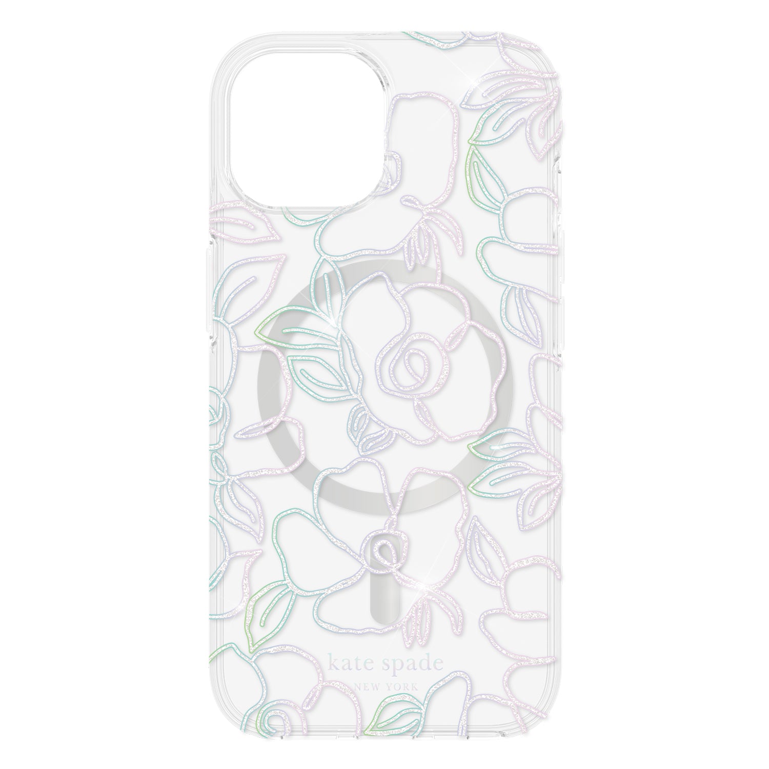 Kate Spade Protective Case for MagSafe iPhone 15/14/13 - Modern Floral Glitter