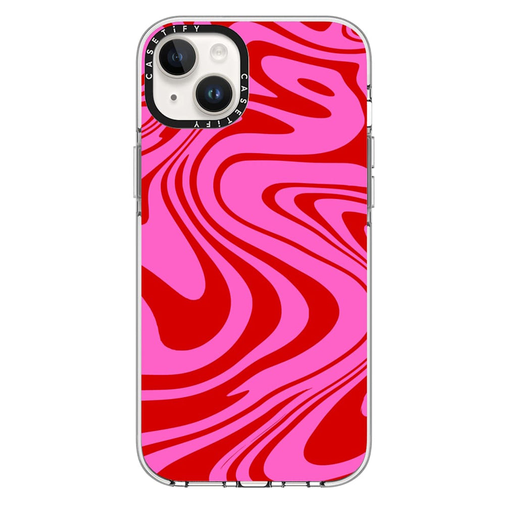 Casetify Impact Clear Case with MagSafe iPhone 14 Plus Marble Trippy Wavy Swirl