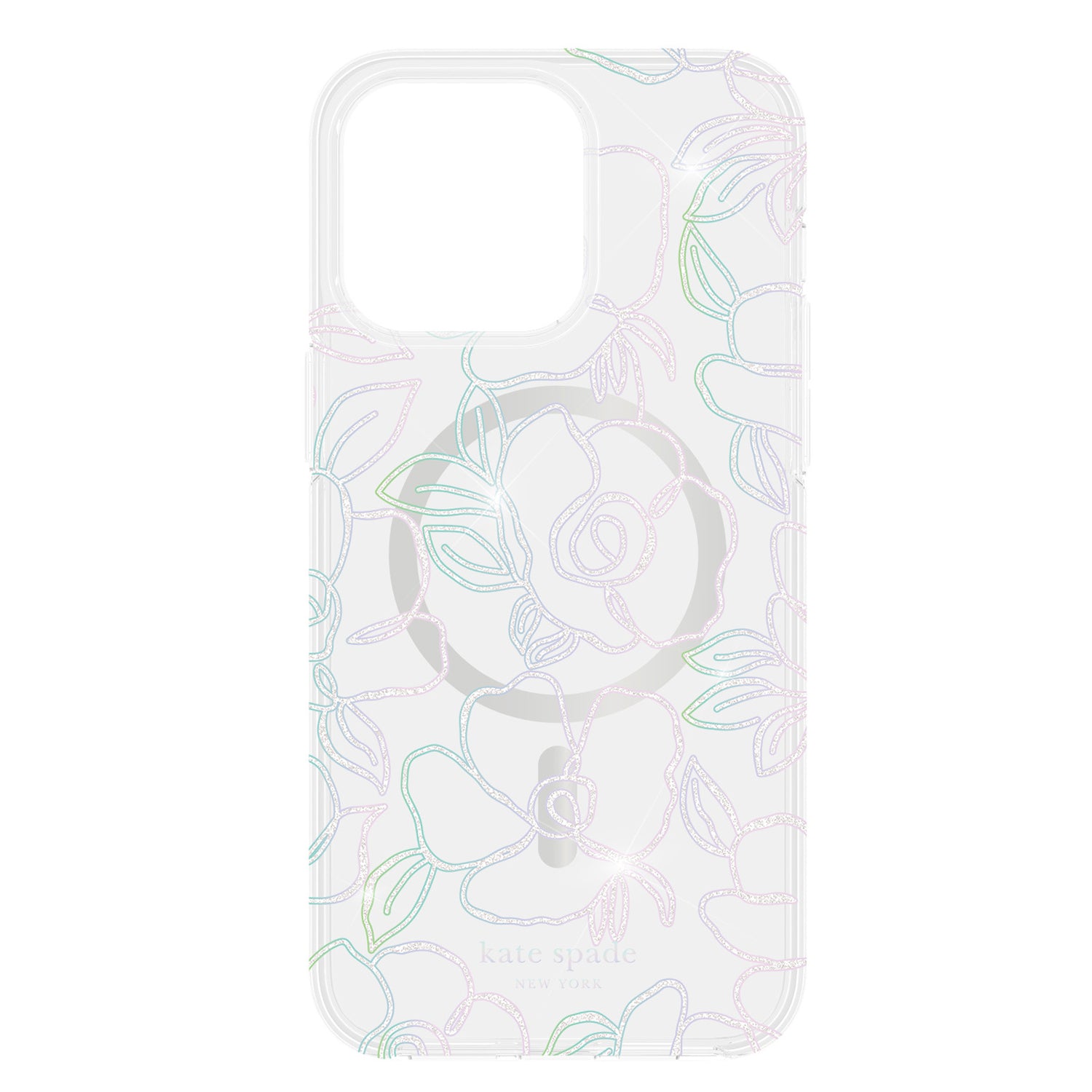 Kate Spade Protective Case for MagSafe iPhone 15 Pro Max - Modern Floral Glitter