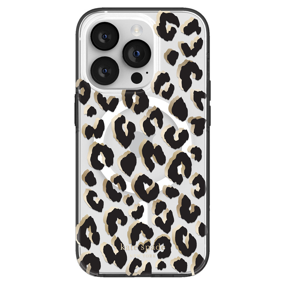 Kate Spade Protective Hardshell Case with MagSafe iPhone 14 Pro City Leopard Black/ Foil/Clear