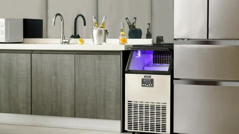 commercial ice maker with various beverages