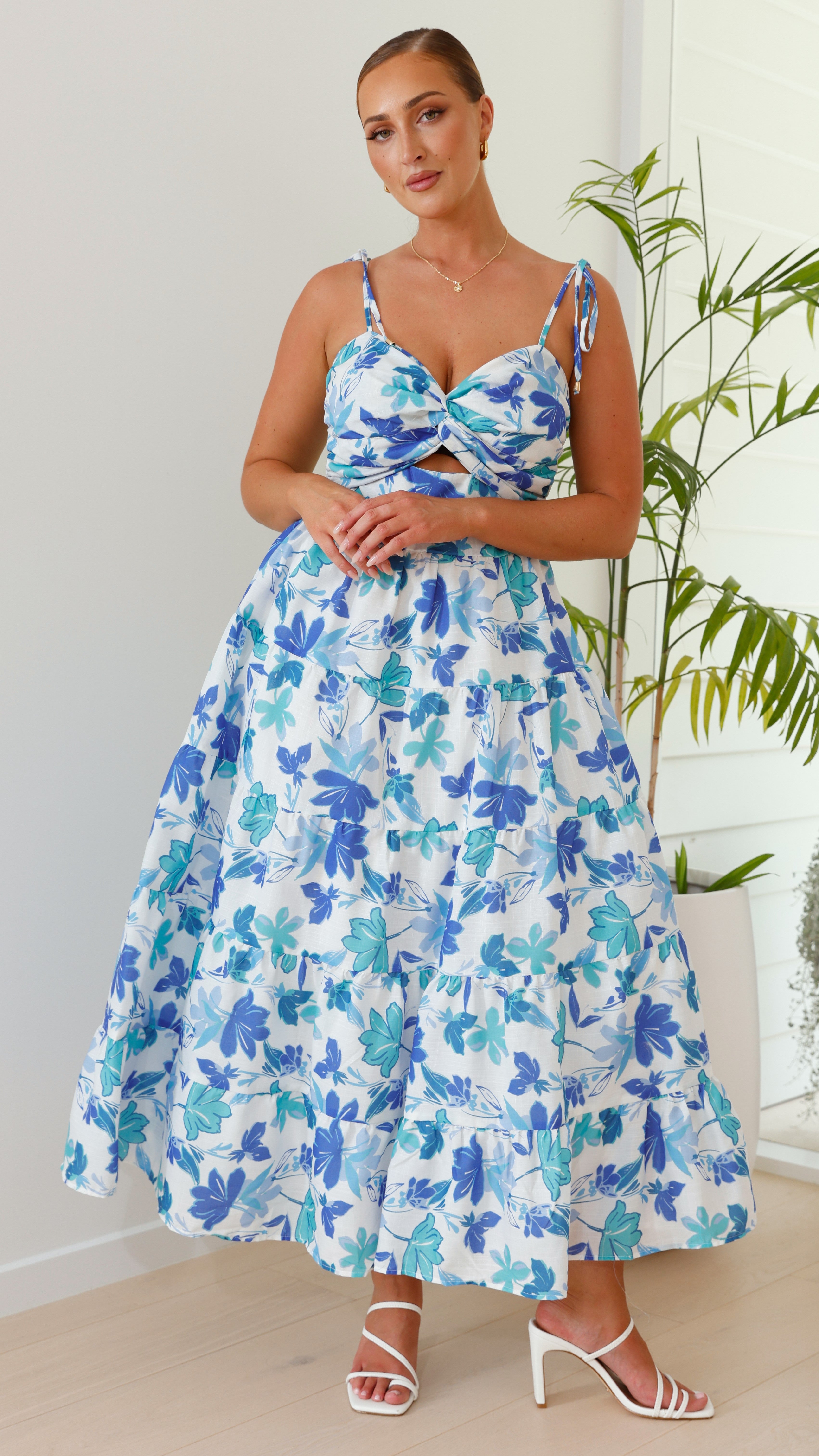 Zafirah Maxi Dress - Blue / Green Floral