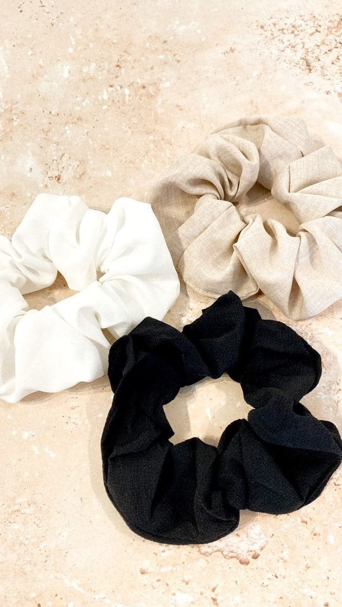 Scrunchie Trio Pack - Natural Linen