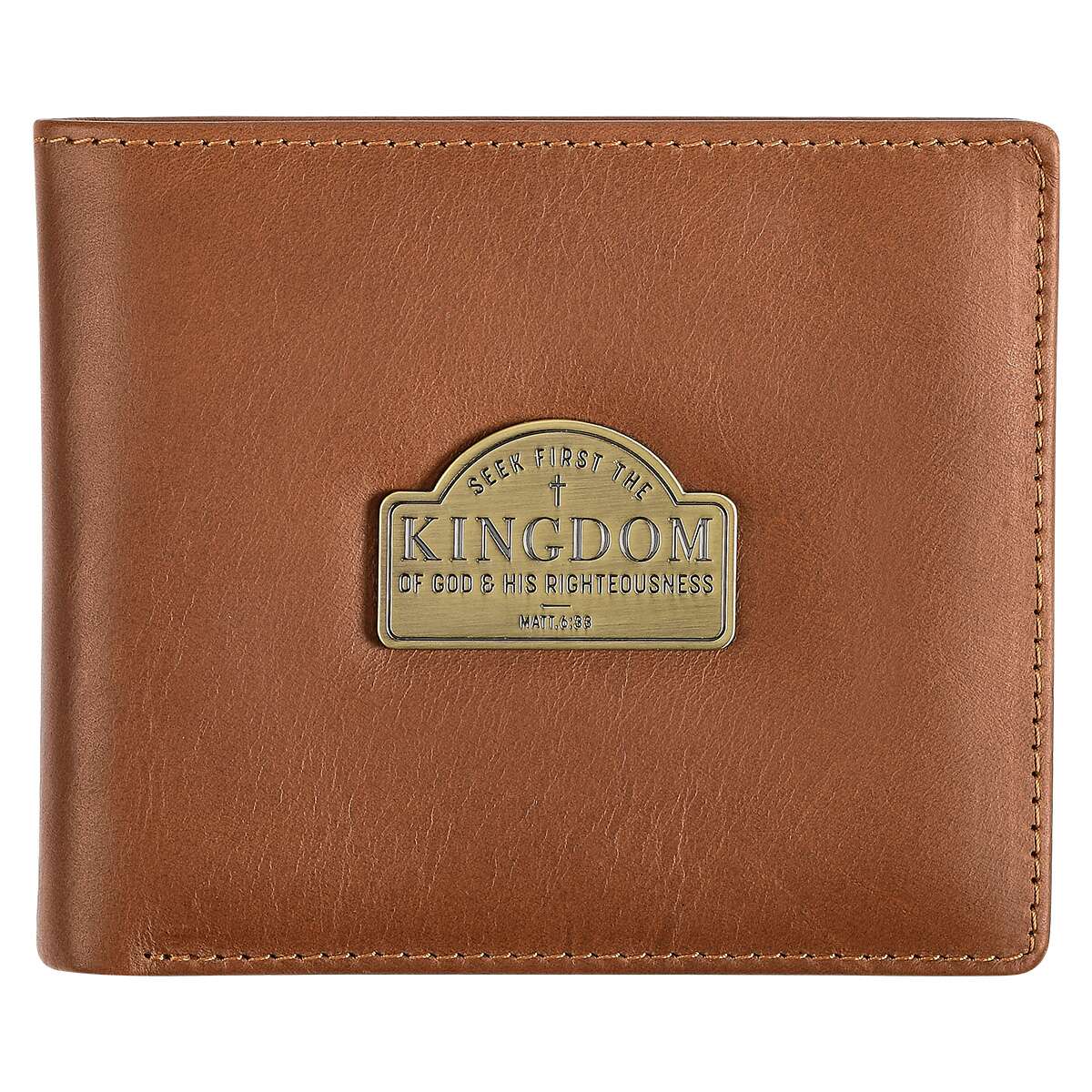 Seek First the Kingdom Saddle Tan Genuine Leather Wallet