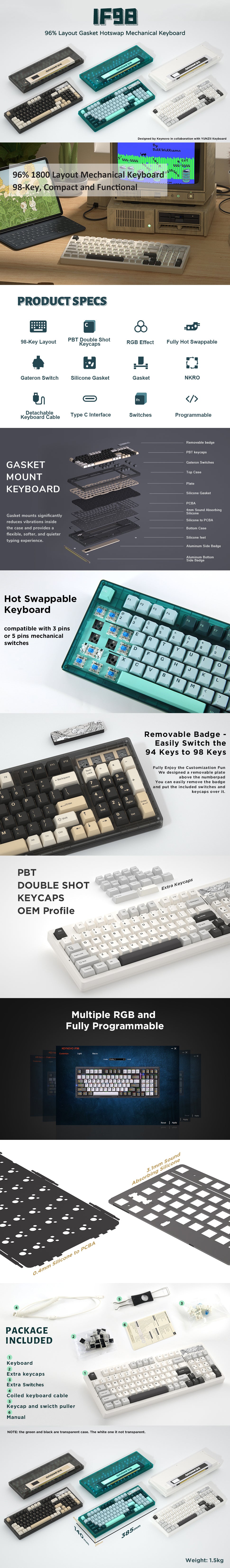 yunzii if98 hot swappable mechanical keyboard