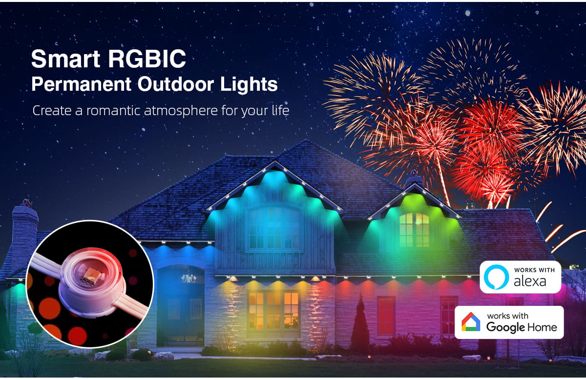 LuxFond RGBIC Permanent Outdoor String Light