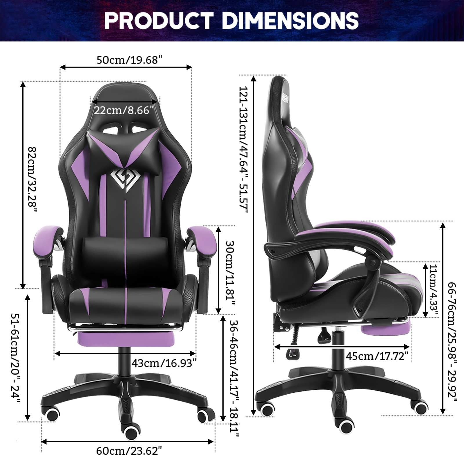 Gaming Chair with RGB Lights (+ 2 Massage Poins)