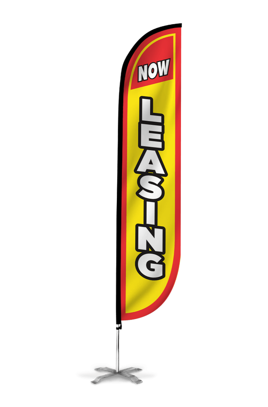  Now Leasing Feather Flag Yellow & Red 