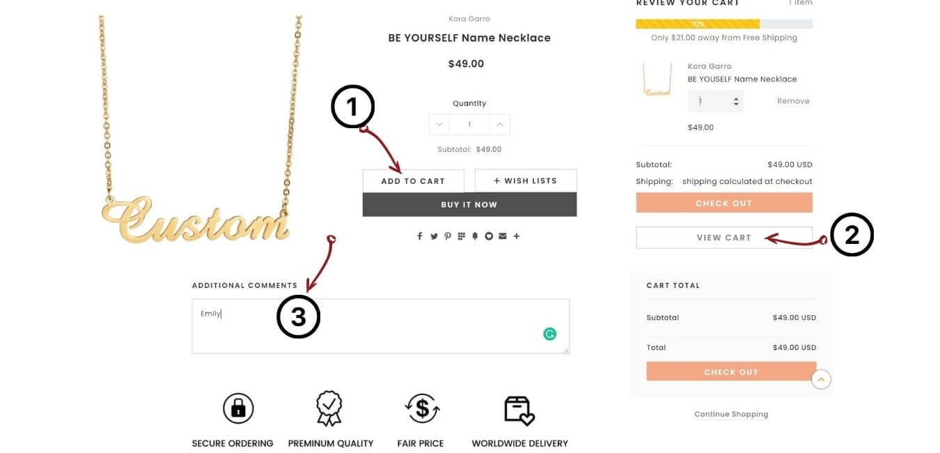 how to order personalized necklace