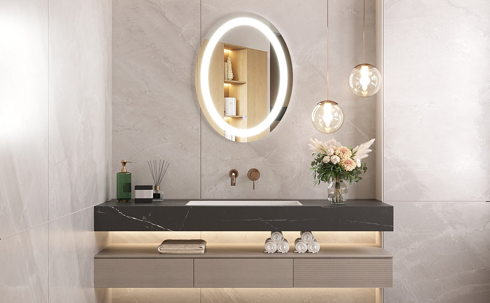 24''×32'' Oval Lighted Bathroom Mirror