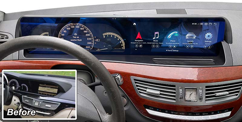 mercedes benz s w221 cl w216 android gps navigation 12.3 inch