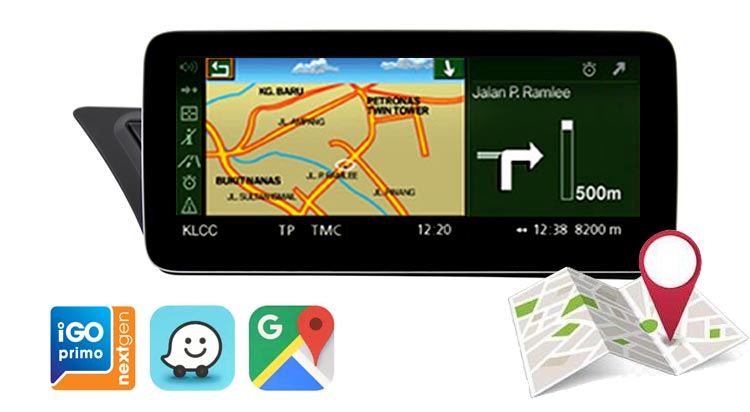 Audi A4 A5 android navigation GPS screen support google map, waze , igo etc