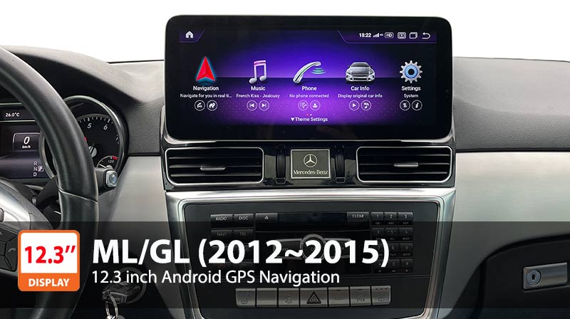 12.3'' Android 11 Navigation for Mercedes-Benz ML W166 GL X166