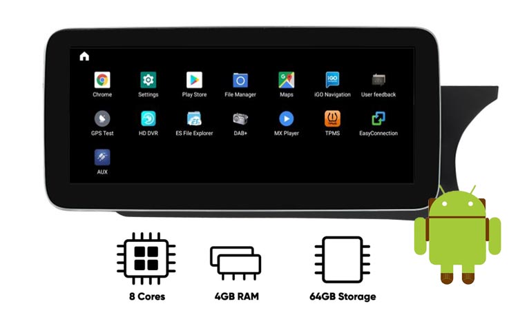 Mercedes-Benz C W204/C204/S204 android navigation with 4GB RAM 64GB ROM,8 cores CPU!