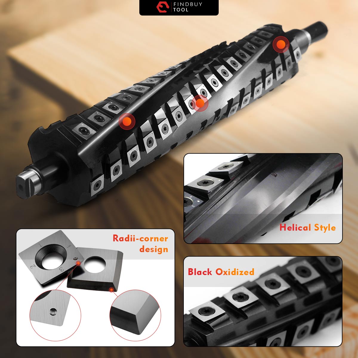 helical cutter head for 15" planer details